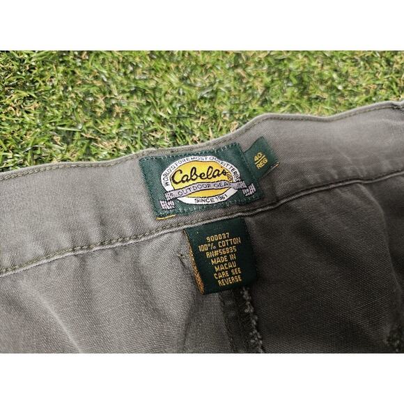 Cabela’s Trail Hiker Cargo Pants Men’s 40 Green Pockets Elastic Waist Canvas - Picture 4 of 8